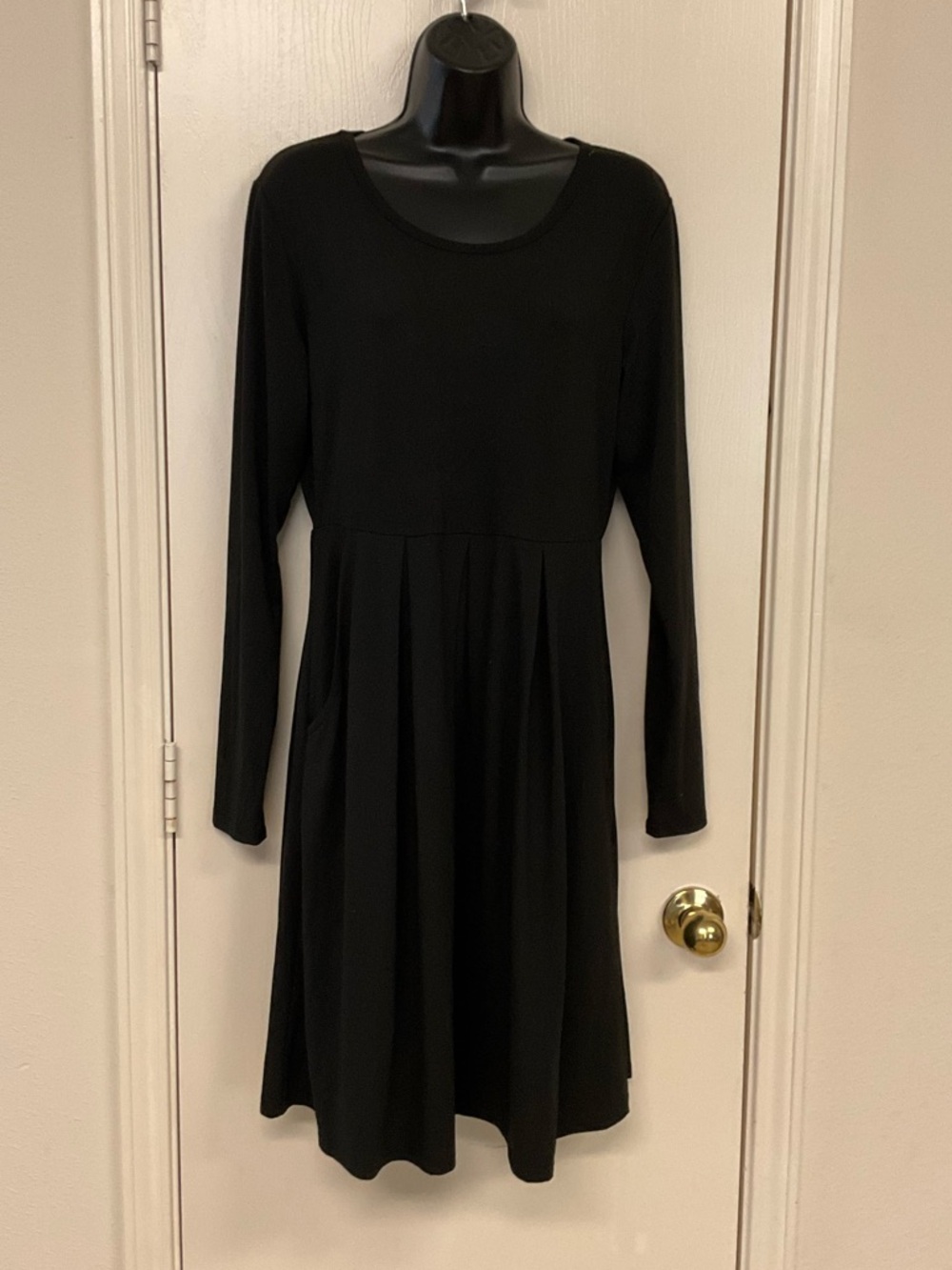 Classic Black Long-Sleeve Fit & Flare Dress